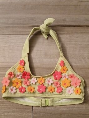 Gymboree Halter Flower Appliqués Swim Bikini Top Only Size 12-18 Months (J)
